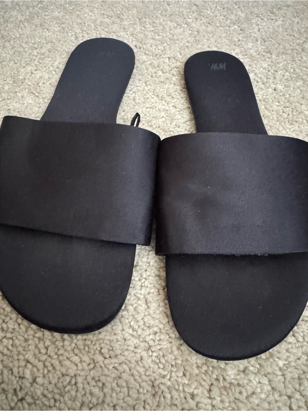 H&M Black Wide Strap Slide Sandals